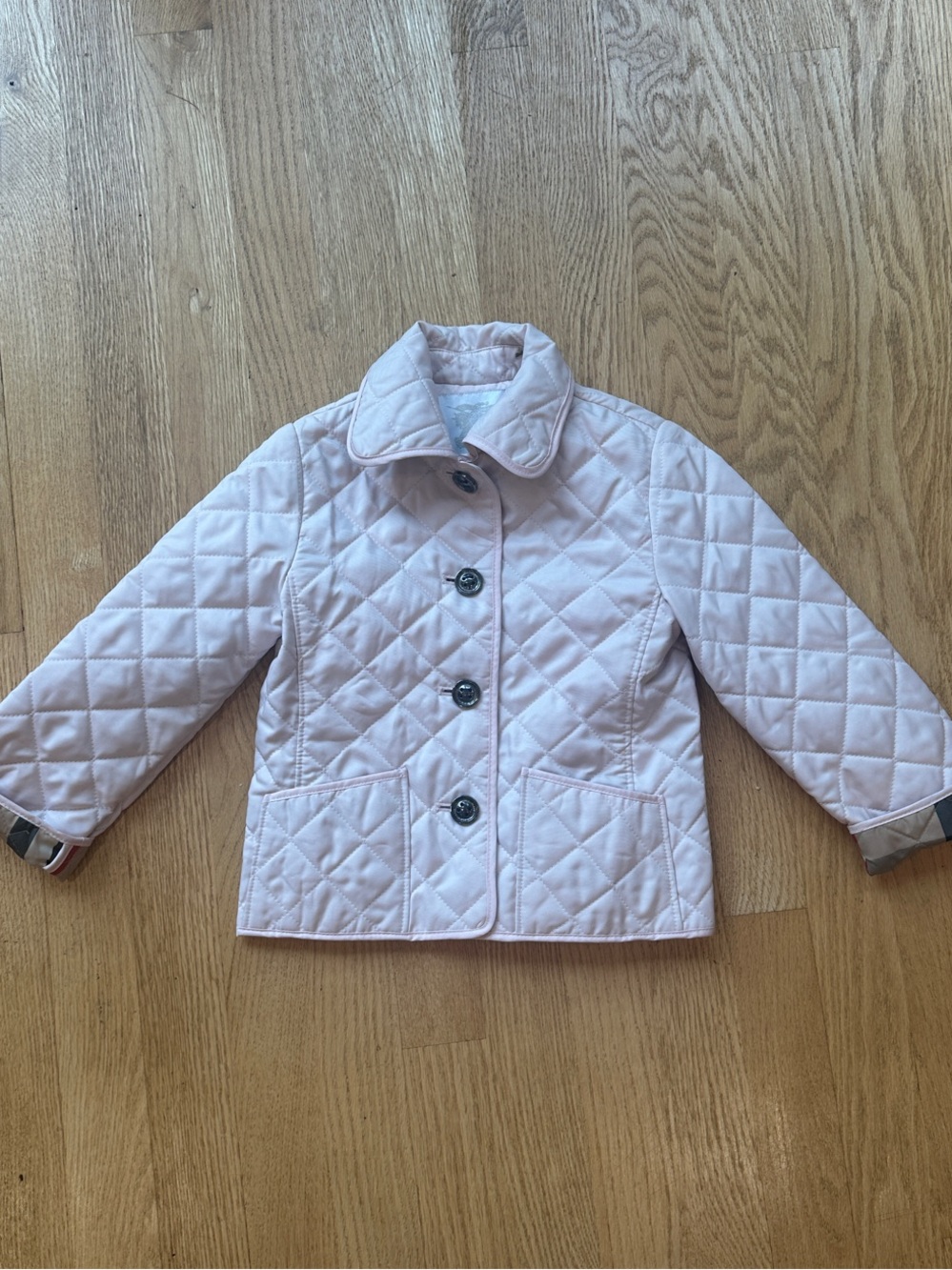 Burberry Kids Size 3 - Quilted Light Pink Jacket with Button Front